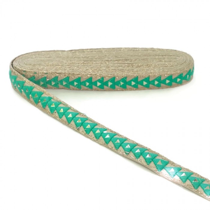 Mirrors braid - Triangle - Turquoise - 25 mm