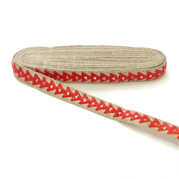 Mirrors braid - Triangle - Red - 25 mm