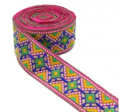 Embroidery Indian embroidery - Pink, blue, green, yellow and golden - 80 mm Babachic by Moodywood