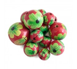 Flowers Wooden beads - Ballerina - Pink and green Babachic by Moodywood