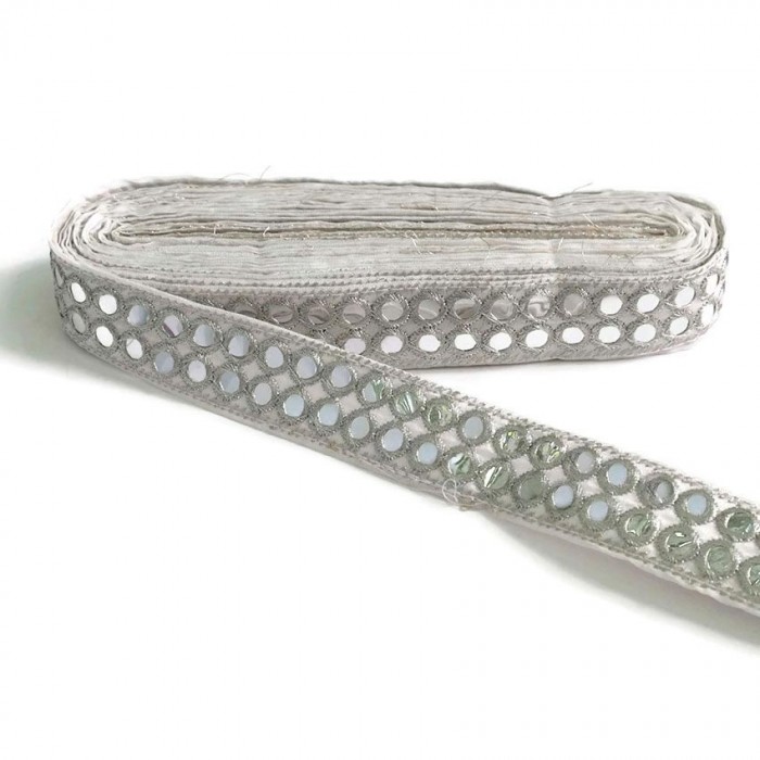 Mirrors braid - Double line - Silver - 30 mm
