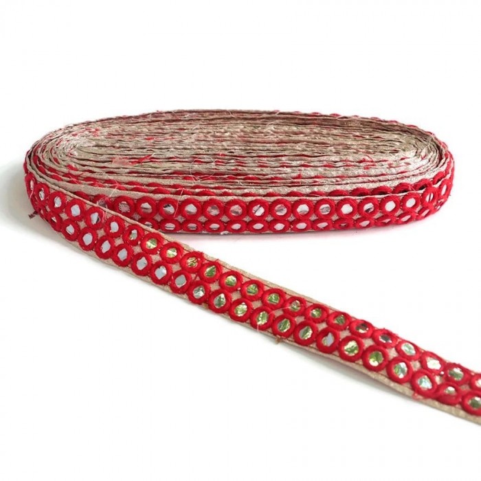 Mirrors braid - Double line - Red - 30 mm