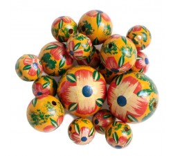 Flowers Wooden beads - Hibiscus - Red and yellow Babachic by Moodywood