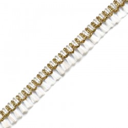 Fringe Tassels ribbon white and gold - 15 mm