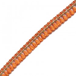 Fringe Tassels ribbon orange and golden - 15 mm