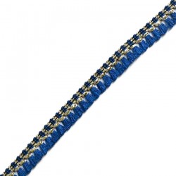 Fringe Tassels ribbon dark blue and golden - 15 mm