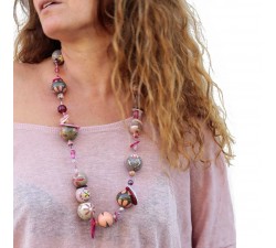 "Mid-short" necklace kit Kits Midshort necklace - Grey pink babachic