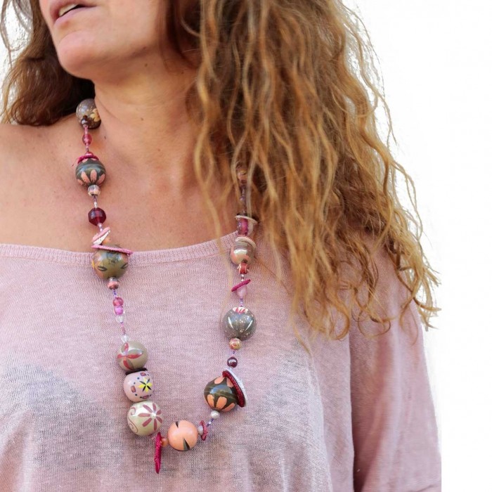 Kits Midshort necklace - Grey pink