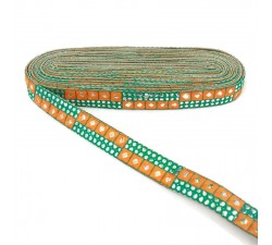 Braid Yellow and green sequins braid - 25 mm