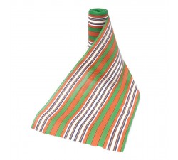 Striped recicled plastic Tissu plastique rayures orange et vert babachic