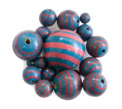 Stripes Wooden beads - Stipes - Pink and blue Babachic by Moodywood