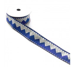 Rubans Ruban zigzag - Bleu et blanc - 40 mm