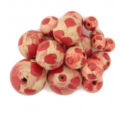Moon Wooden beads - Moon - Beige and red Babachic by Moodywood