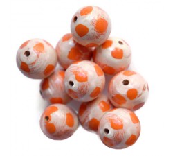 Moon Wooden beads - Moon - White and orange Babachic by Moodywood