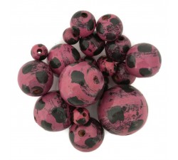 Moon Wooden beads - Moon - Magenta, black Babachic by Moodywood