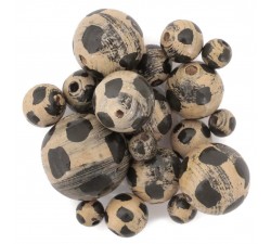 Moon Wooden beads - Moon - Beige and black Babachic by Moodywood