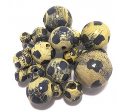 Moon Wooden beads - Moon - Pale yellow and blue Babachic by Moodywood