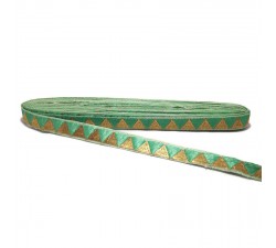 Braid Green ribbon with golden triangles - 15 mm Babachic by Moodywood