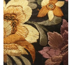 Embroidery Sewing border in beige and black silk - 65 mm of width babachic