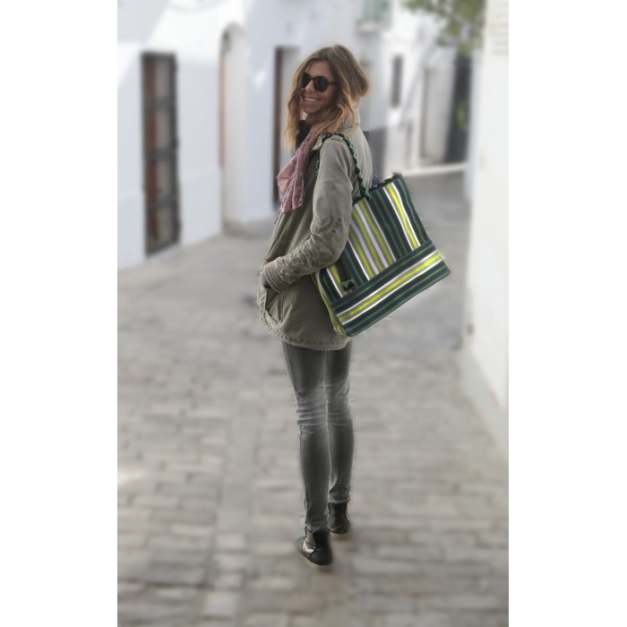 Lime square classic tote bag