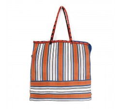 Tote bags Cabas classique carré rayures orange et bleu Babachic by Moodywood