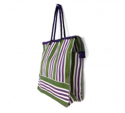 Tote bags Cabas classique carré rayures vert et violet Babachic by Moodywood
