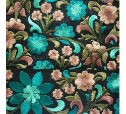 Embroidery Broderie en soie noire et turquoise - 50 mm babachic