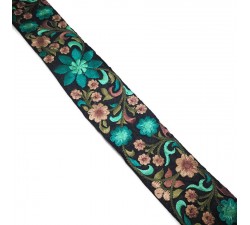 Broderies Broderie en soie noire et turquoise - 50 mm babachic