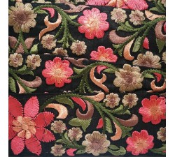 Embroidery Silk border black and pink - 50 mm babachic