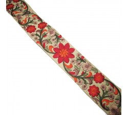 Embroidery Silk border beige and orange - 50 mm babachic