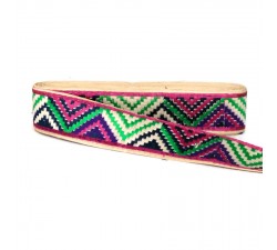 Embroidery Magenta and green zigzag border - 45 mm babachic