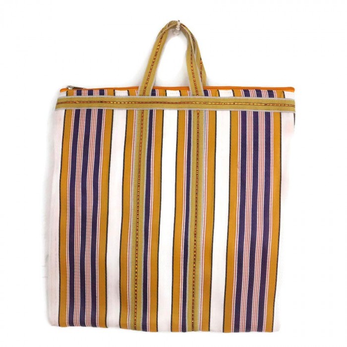 Yellow and purple Indian striped simple bag