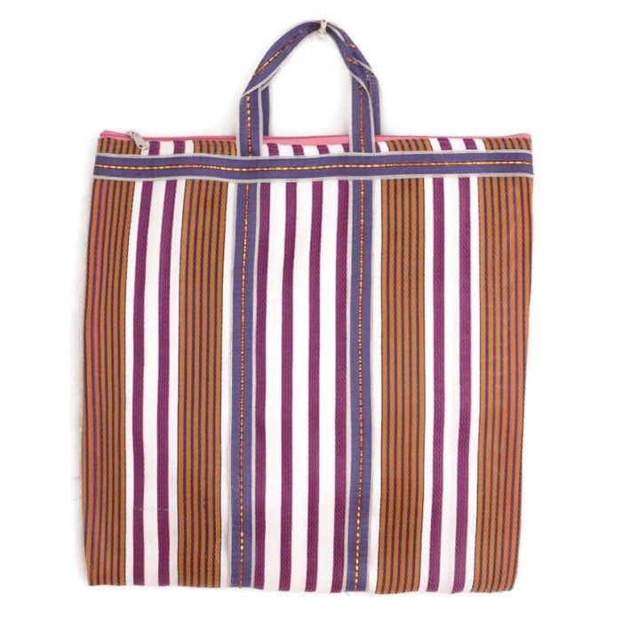 Brown and purple Indian striped simple bag
