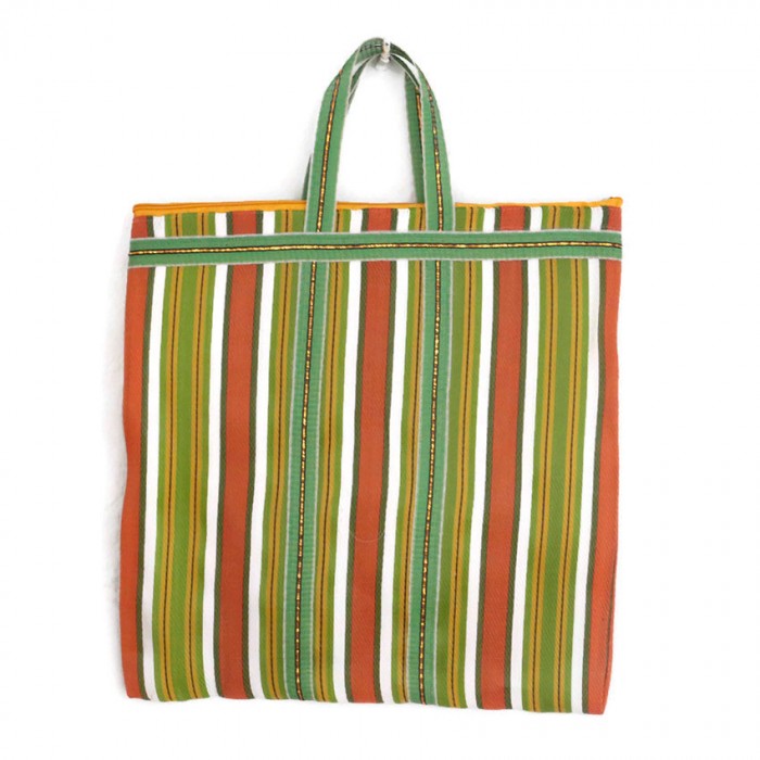 Green and orange Indian striped simple bag