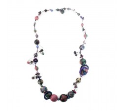 Necklaces Mid length black aubergine spirals necklace Babachic by Moodywood