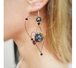 Black and purple Butterfly earrings