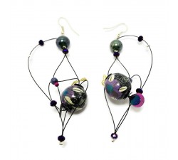 Black and purple Butterfly earrings