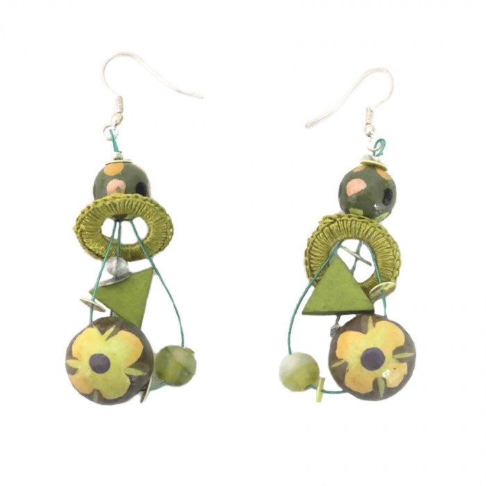 Beads earrings khaki 5 cm
