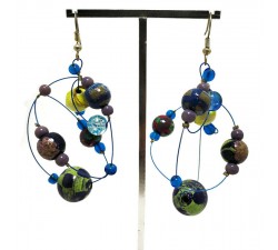 Round yellow and blue earrings