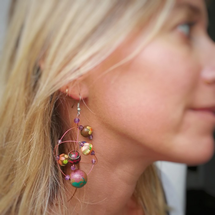 Round purple earrings