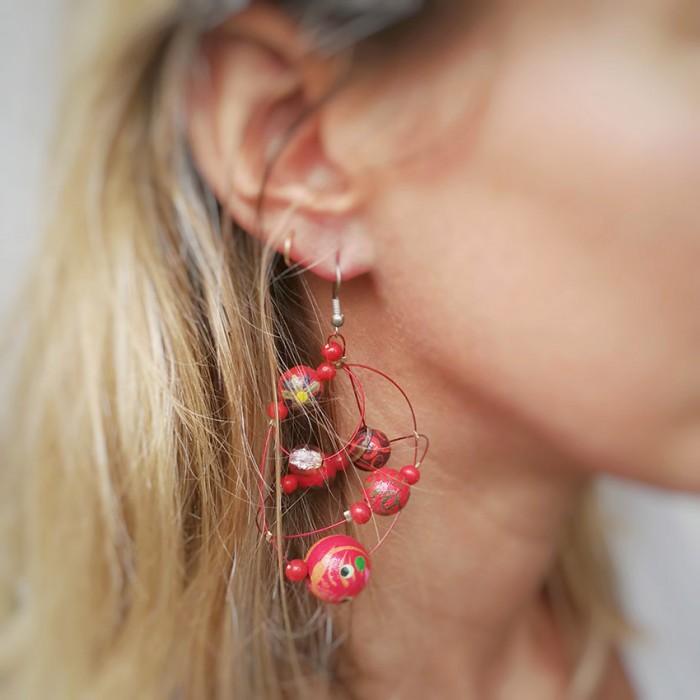 Round red earrings