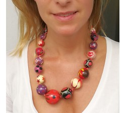 Necklaces Collier boules couleur rouge et violet Babachic by Moodywood