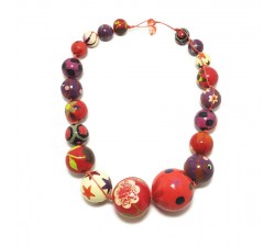 Necklaces Collier boules couleur rouge et violet Babachic by Moodywood