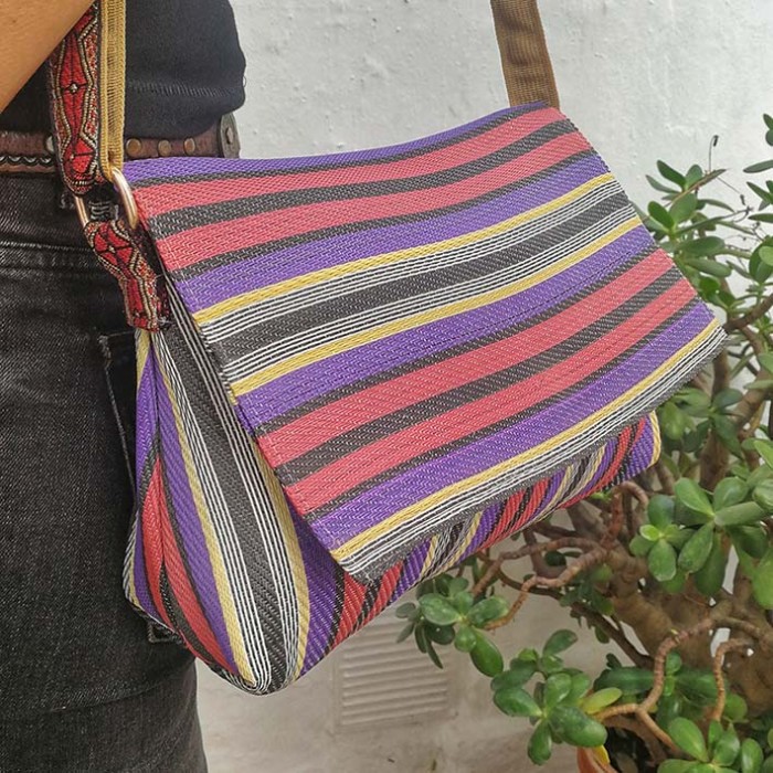 Plum and purple small flap handbag