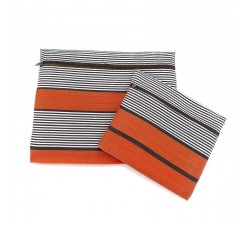 Duo de pochettes simples á zip orange et noir