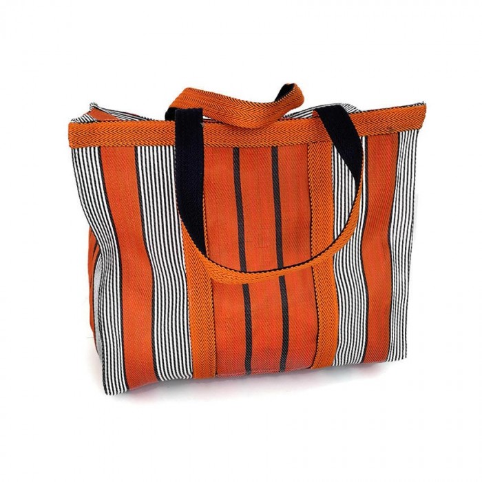 Orange and black handbag or small storage bag