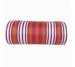 Home Canvas of recycled plastic fabris in black, white, fuscia and orange stripes. ideal to design your own totebag.