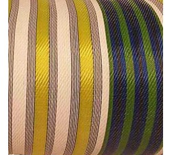 Home copy of Canvas of recycled plastic fabrics in orange, fuscia, white, black and yellow stripes