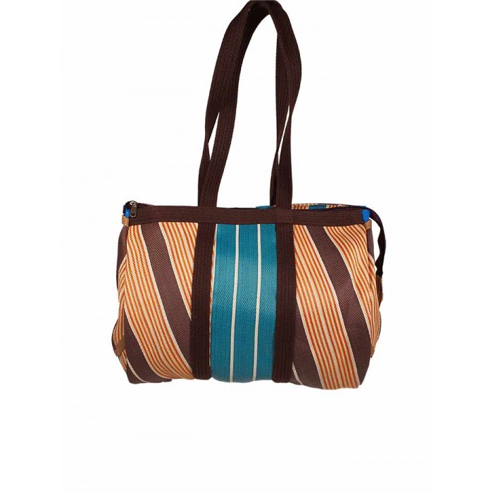Bulbi Bag - Tobacco-blue (maroon, beige and blue) bowling bag