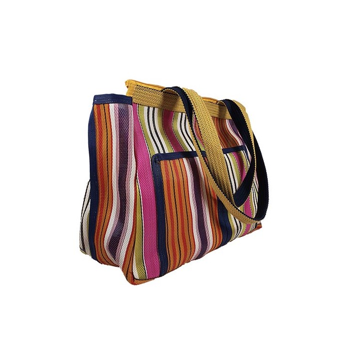 Patch3 multicolored recycled plastic canvas hand bag
